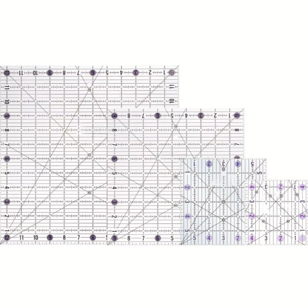Quilting Ruler Square - Zestaw 4 kwadratowych akrylowych linijek do
