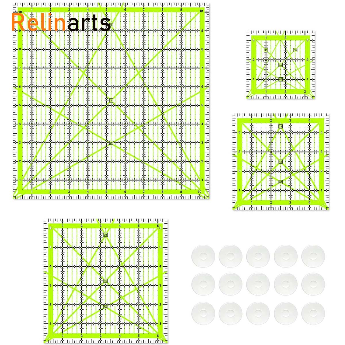 Quilting Ruler Square - Zestaw 4 szt. akrylowych kwadratowych linijek