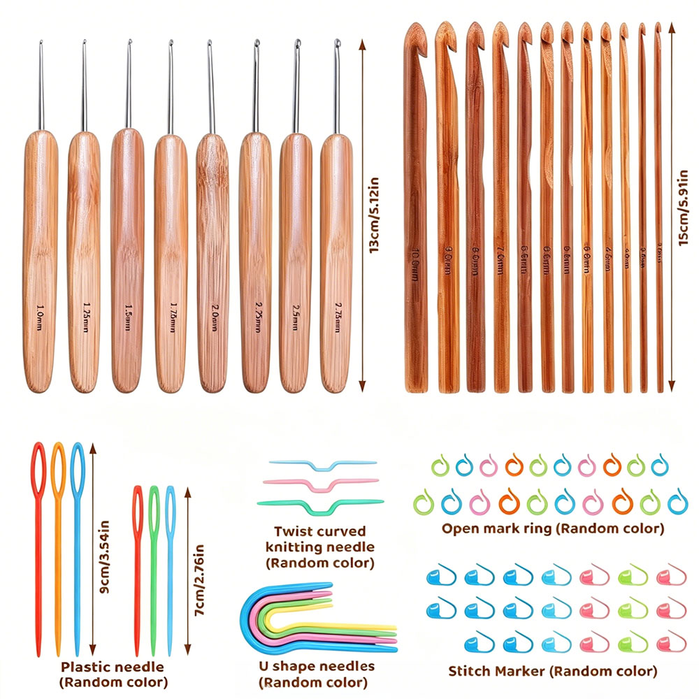 Zestaw 74 bambusowych szydełek – Sewing Necessities recenzja i cena