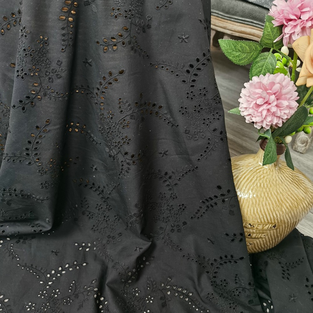 Wysokiej jakości czarna ażurow – Sewing Eyelet Fabric recenzja i cena