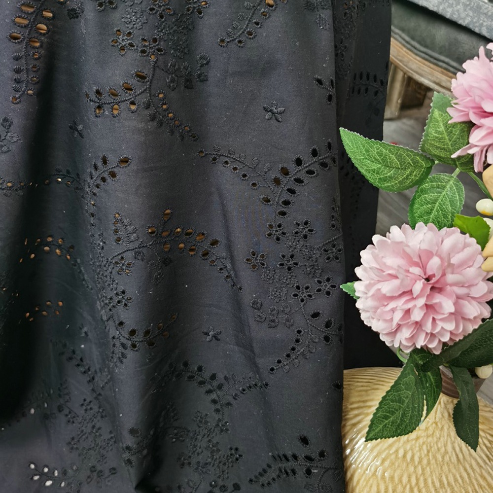 Wysokiej jakości czarna ażurow – Sewing Eyelet Fabric recenzja i cena