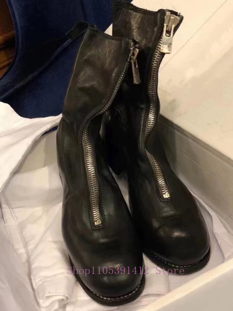 Luksusowe męskie buty ze skóry – Sewing Front Zipper recenzja i cena