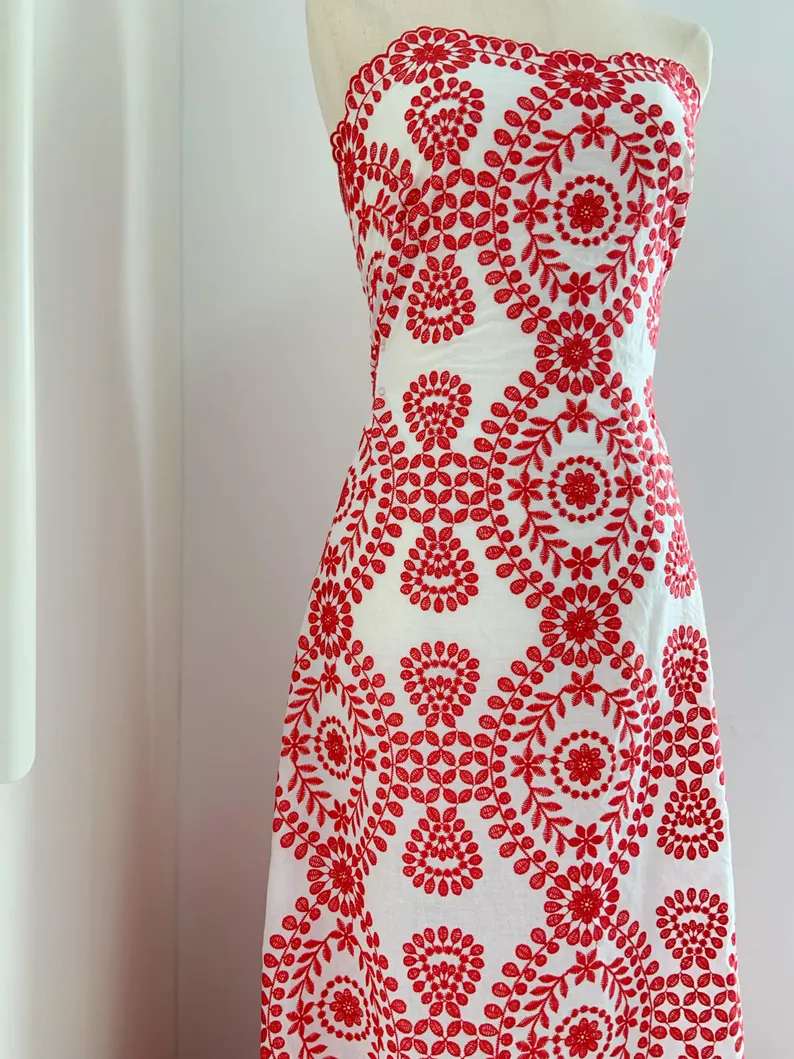 Biała bawełniana koronkowa tka – Sewing Eyelet Fabric recenzja i cena